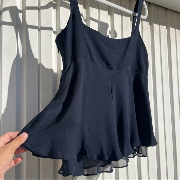 Cinq a Sept navy blue layered chiffon tank top (100% silk) - Picture 4 of 6